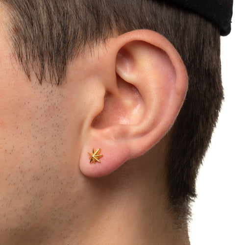 MAPLE Hempstar Earring Studs 14K Gold on ear view