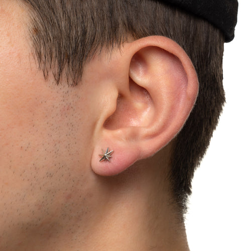 MAPLE Hempstar Earring Studs Silver 925 on ear view