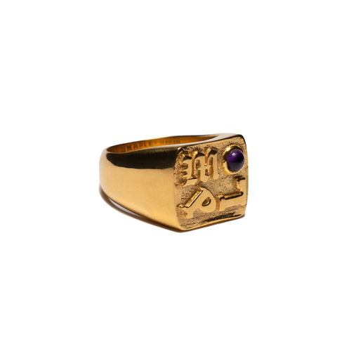 MAPLE MPL Signet Ring 14K Gold/Amethyst side view