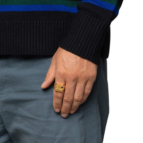 MAPLE MPL Signet Ring 14K Gold/Amethyst on finger view