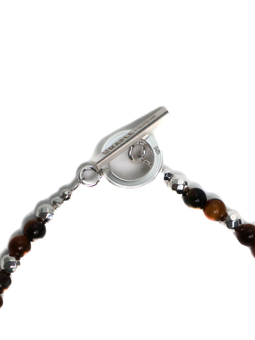 MAPLE Madina Beaded Bracelet Silver 925 Tiger Eye Pyrite Stone toggle clasp