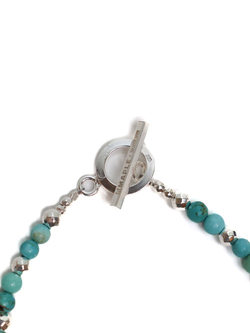 Maple turquoise stone silver 925 beaded bracelet toggle clasp