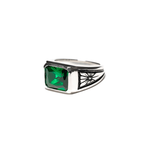MAPLE Midnight Ring Slim Silver 925/Green Emerald side view