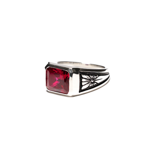 MAPLE Midnight Ring Slim Silver 925/Red Ruby side view