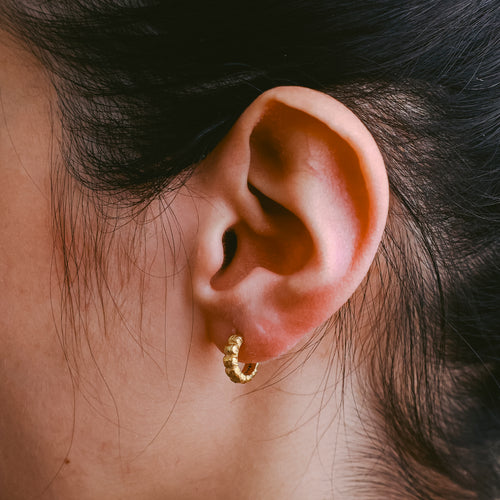 Mini Cookie Hoops (14K Gold)