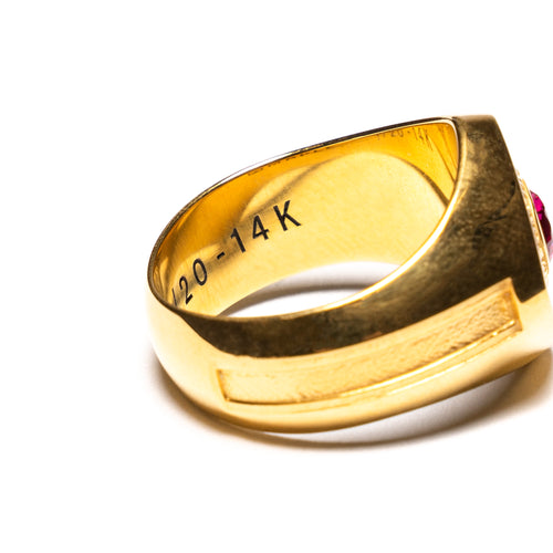 MAPLE Psychotropic Class Ring 14K Gold/Rub Gemstone back inside view