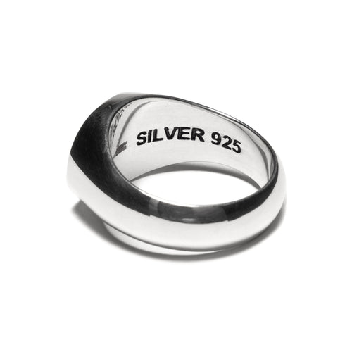 MAPLE Sherman Signet Ring Silver 925 14K Gold Lab Made Baguette Cut Green Emerald back inside view