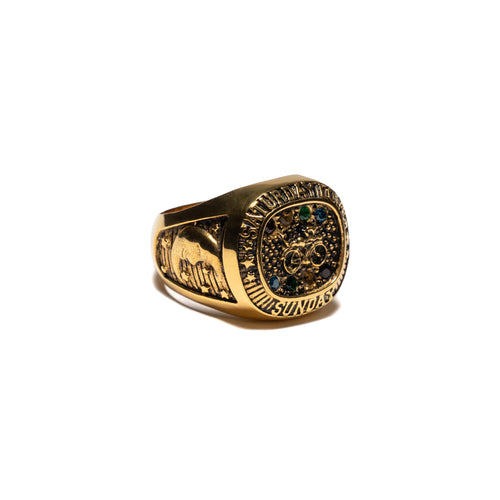 MAPLE Weekend Champion Ring 14K Gold Multicolored Topaz Stones side moon view