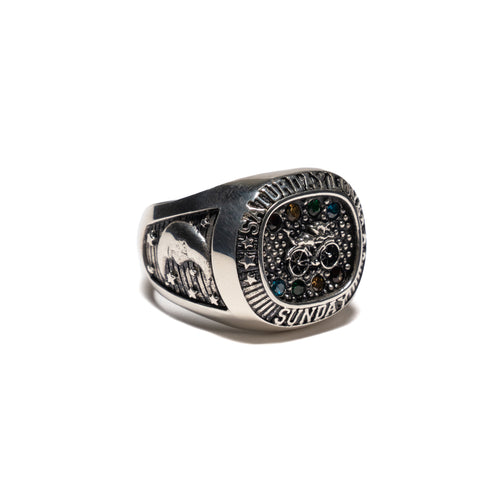 MAPLE Weekend Champion Ring Silver 925 Multicolored Topaz Stones side moon view