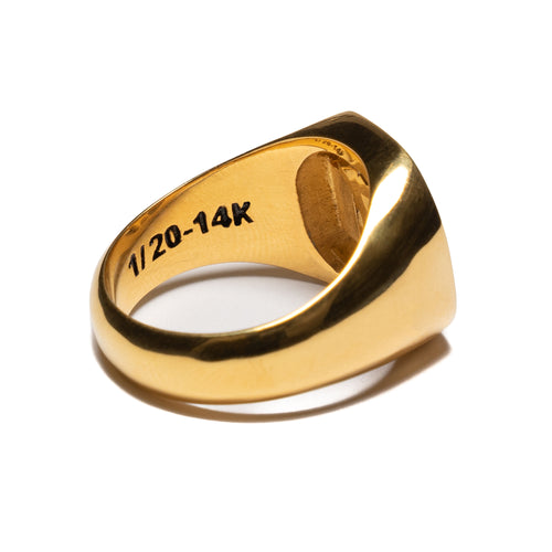 MAPLE Woman Signet Ring 14K Gold Amethyst and Sapphire Stones back inside view