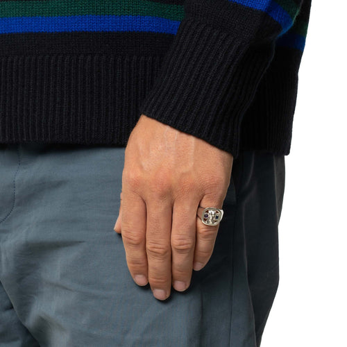 MAPLE Woman Signet Ring Silver 925 Amethyst and Sapphire Stones on finger view