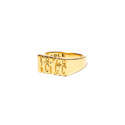 MAPLE Word Peace Ring 14K Gold side view