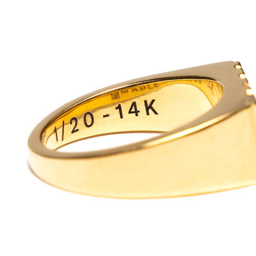 MAPLE Word Peace Ring 14K Gold back inside view