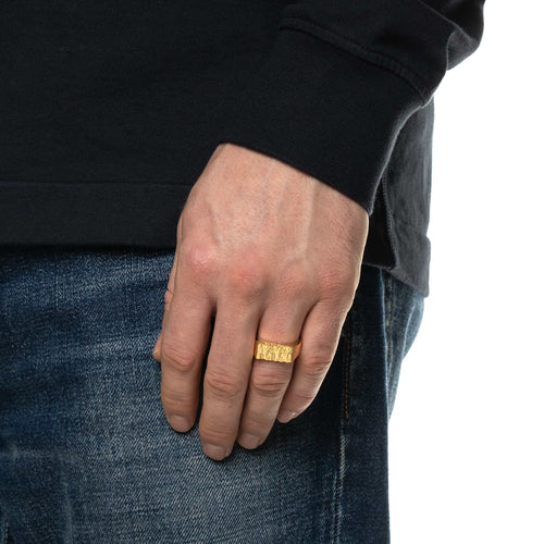 MAPLE Word Peace Ring 14K Gold on finger view
