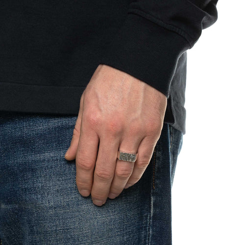 MAPLE Word Peace Ring Silver 925 on finger view