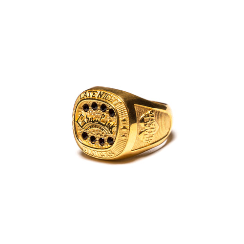 MAPLE Maple x Elhaus Champion Lover Ring 14K Gold Red Garnet Gemstones side view