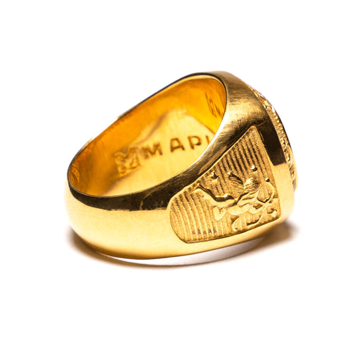 MAPLE Maple x Elhaus Champion Lover Ring 14K Gold Red Garnet Gemstones back inside view