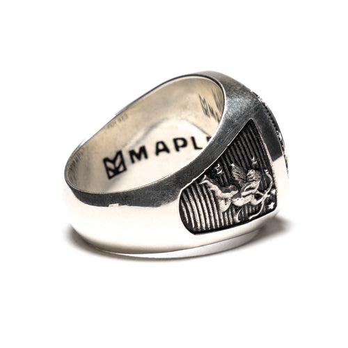 MAPLE Maple x Elhaus Champion Lover Ring Silver 925 Red Garnet Gemstones back inside view