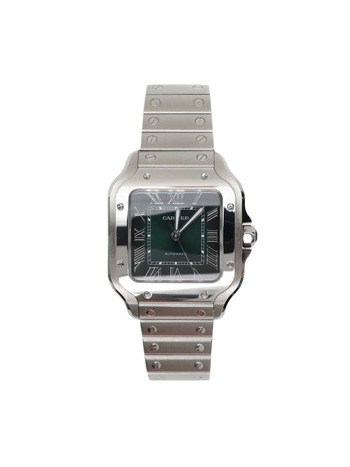 Cartier Santos Medium Watch Steel Green Dial