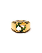 MAPLE 3AM Signet 14K Gold Marquise-Cut Green Topaz Stone front view