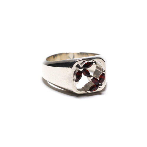 MAPLE 3AM Signet Silver 925 Marquise-Cut Red Topaz Stone side view
