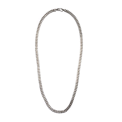 MAPLE 5mm Cuban Link Chain Silver 925 with S-hook clasp front view