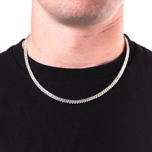 MAPLE 5mm Cuban Link Chain Silver 925 with S-hook clasp on model