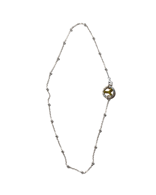 MAPLE Bead Link Chain Silver 925/14K Gold front view