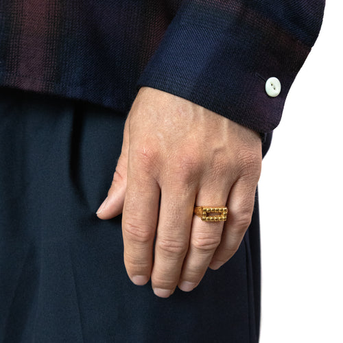 MAPLE Cookie Signet Ring 14K Gold on finger view