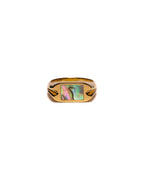 MAPLE Danny Signet Ring 14K Gold Abalone Shell front view