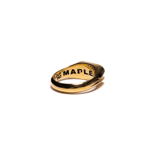 MAPLE Danny Signet Ring 14K Gold Abalone Shell back inside hallmarking view