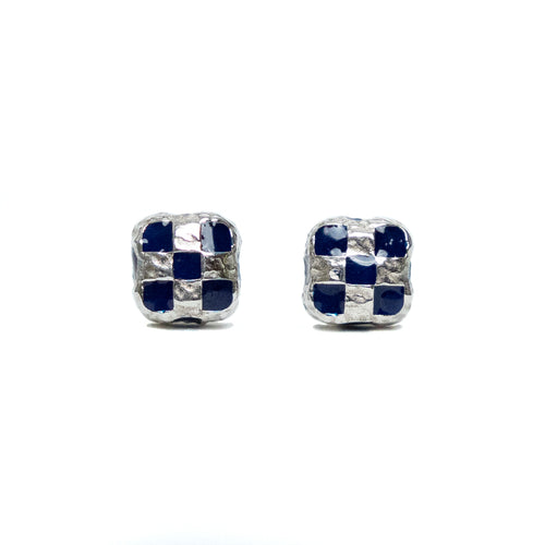 Davie Earrings (Silver/Navy Resin)