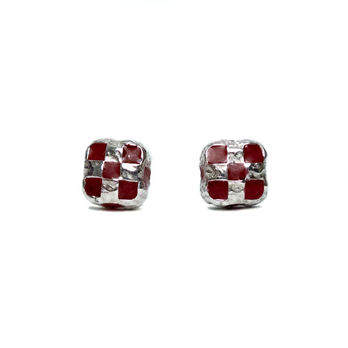 Davie Earrings (Silver/Red Resin)