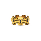 MAPLE Lui Link Stone Ring 14K Gold Baguette-Cut Blue Sapphire Stone front view