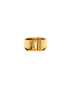 MAPLE "M" Signet Ring 14K Gold/Topaz front view