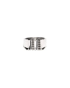 MAPLE "M" Signet Ring Silver 925/Topaz front view