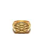 MAPLE Mccourt Signet Ring 14K Gold Shed Building inspired front view