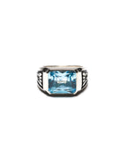 MAPLE Midnight Ring Slim Silver 925 6 carat lab made aquamarine topaz front view