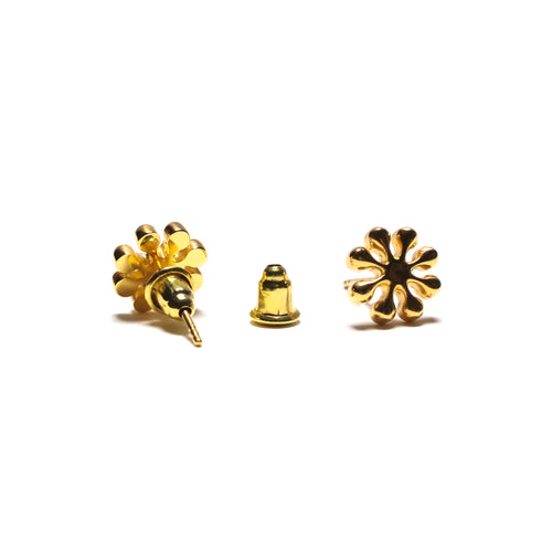MAPLE Orbit Earrings 14K Gold front and back view & earring post stud
