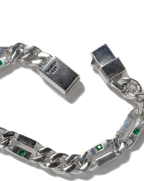 MAPLE Paradiso Bracelet Silver 925 Green Emerald Gemstones clasp and bracelet closeup