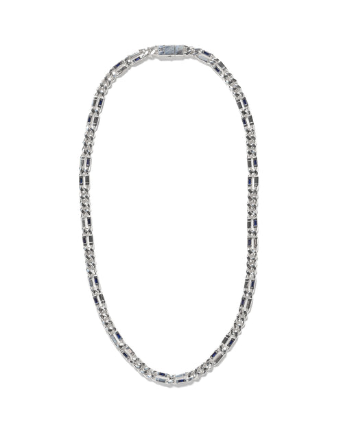 MAPLE Paradiso Chain Necklace Silver 925 Blue Sapphire Gemstones front view