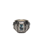 MAPLE x Rhythm Section Class Ring Silver 925 with Aquamarine stone front view