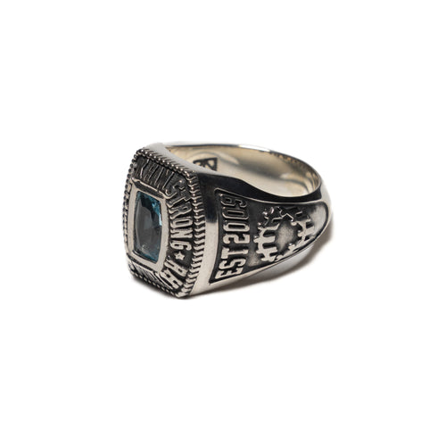 MAPLE x Rhythm Section Class Ring Silver 925 with Aquamarine stone side view