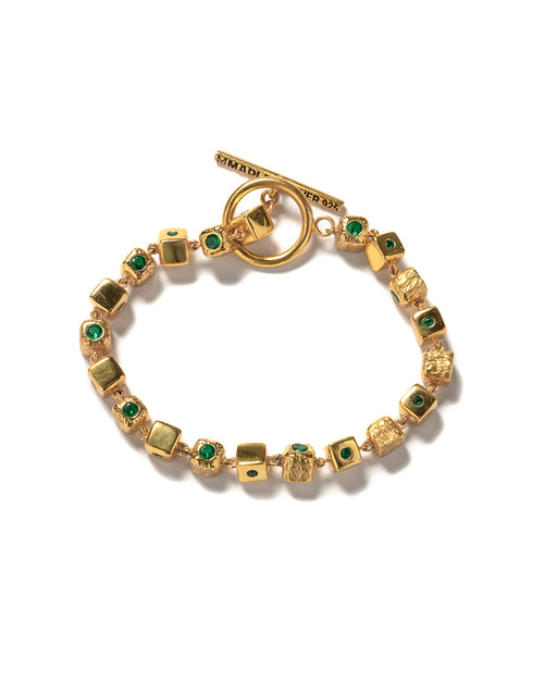 MAPLE Romi's Bracelet 14K Gold Green Emerald Gemstones front view