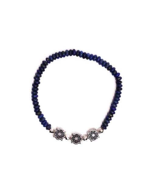 Rose Star Beaded Bracelet (Silver 925/Blue Lapis)