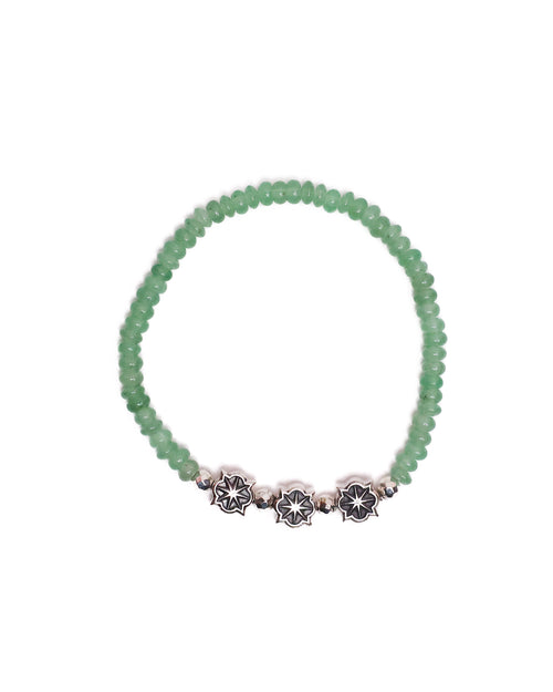 Rose Star Beaded Bracelet (Silver 925/Green Jade)
