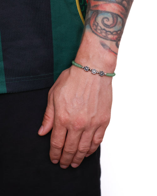 Rose Star Beaded Bracelet (Silver 925/Green Jade)