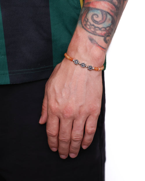 Rose Star Beaded Bracelet (Silver 925/Orange Agate)
