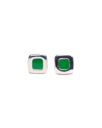 Sylvester Stud Earrings (Silver 925/Green Resin)