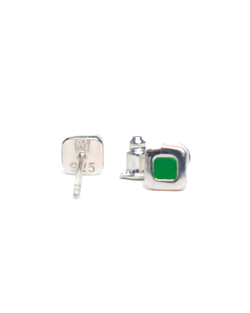 Sylvester Stud Earrings (Silver 925/Green Resin)